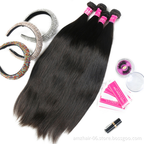 Straight Remy Brazilian Natural Color Human Hair Bundles Weave 9A 10A  Cuticle Aligned  Virgin Human Hair Extension Bundles